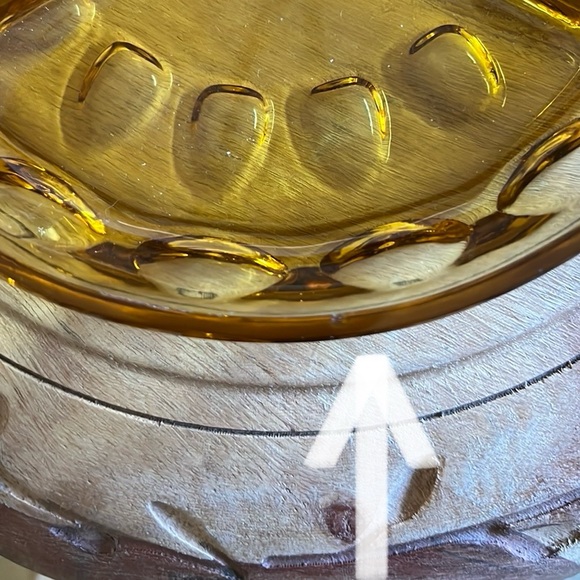 Indiana Glass Co Kings Crown Amber Gold Thumb Print 3 Way Divided Relish Dish - Picture 7 of 8